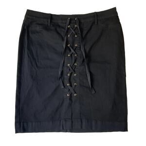 BOLD Elements Women Skirt 18 Black Lace Up Grommet Zipper Stretch Pencil Knee